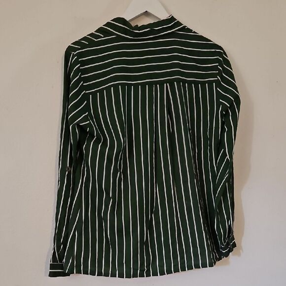 MISSLOOK Green and White Striped Button Down Shirt - Picture 6 of 6
